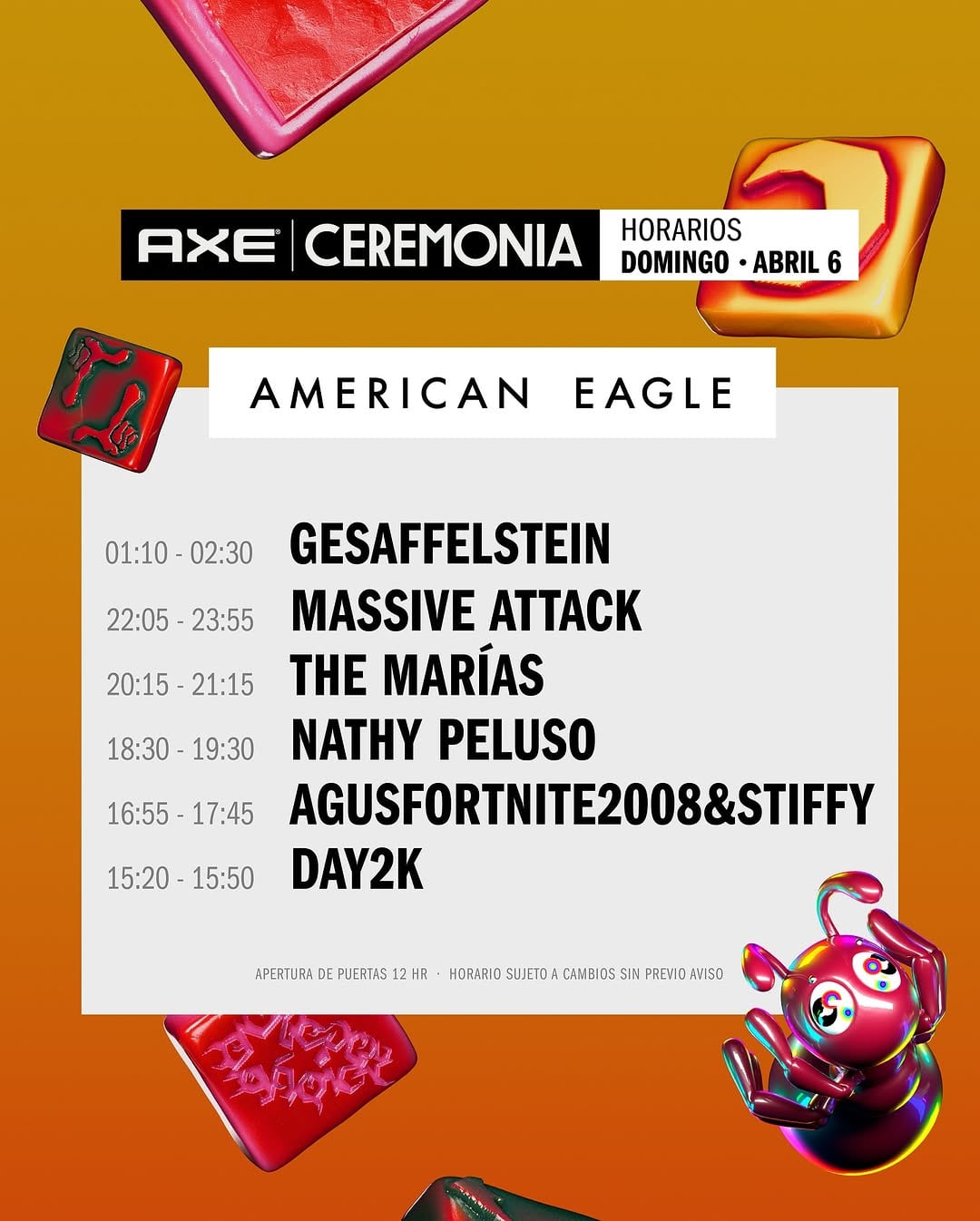 Horario Axe Ceremonia 2025 sin FKA Twigs