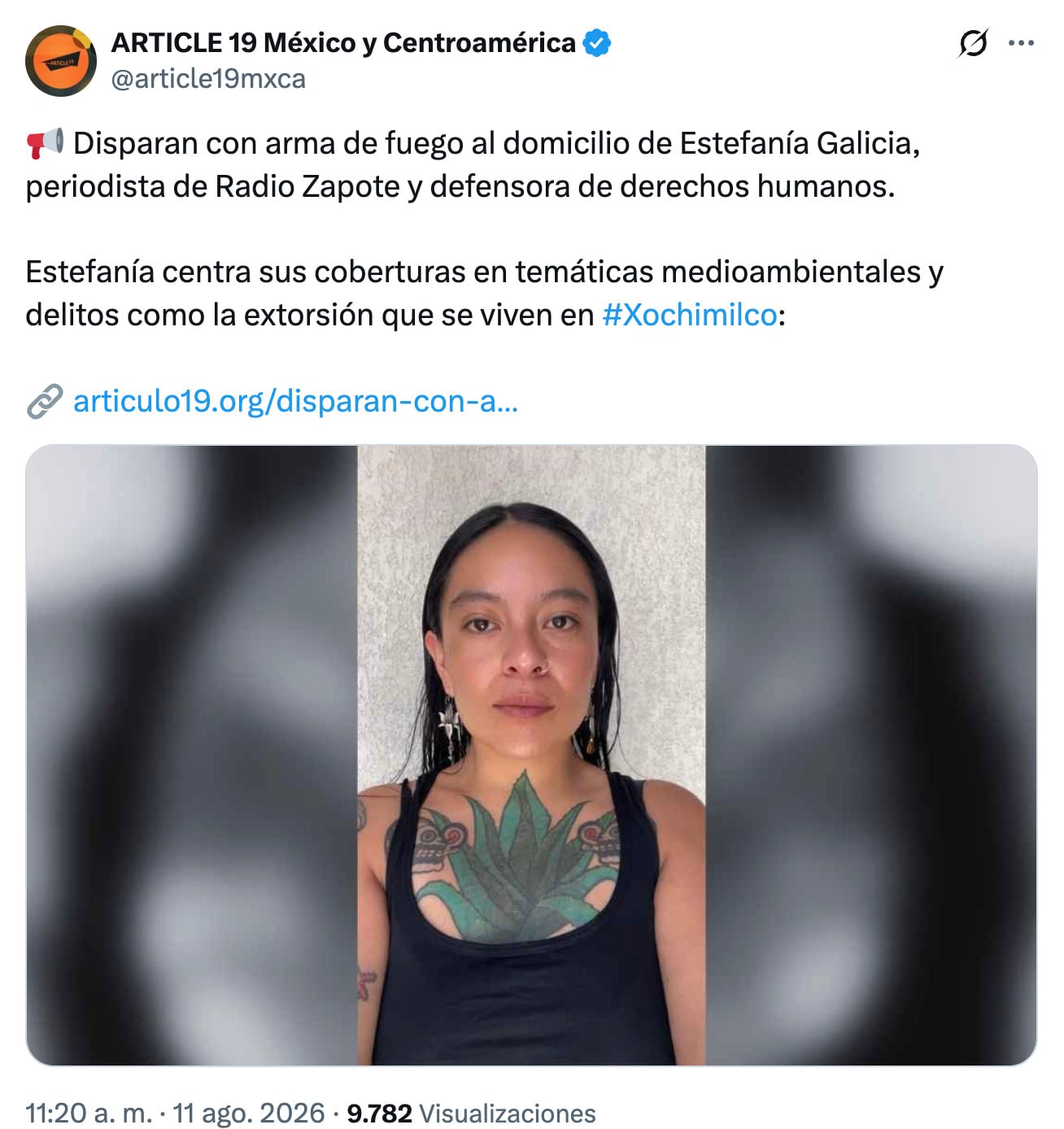 Disparan contra el domicilio de la periodista Estefanía Galicia, de Radio Zapote