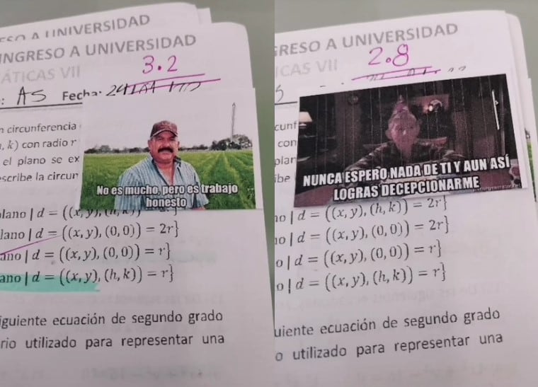 Exámenes calificados con memes