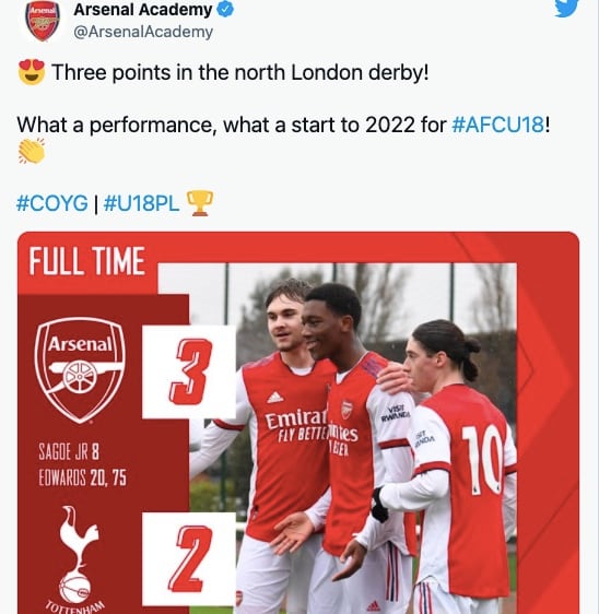 Marcelo Flores brilló con el Arsenal Sub-18