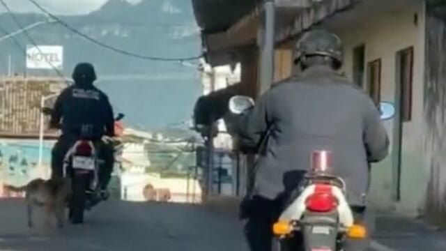 Captan a policías de Veracruz transitando con un perro amarrado a su motocicleta