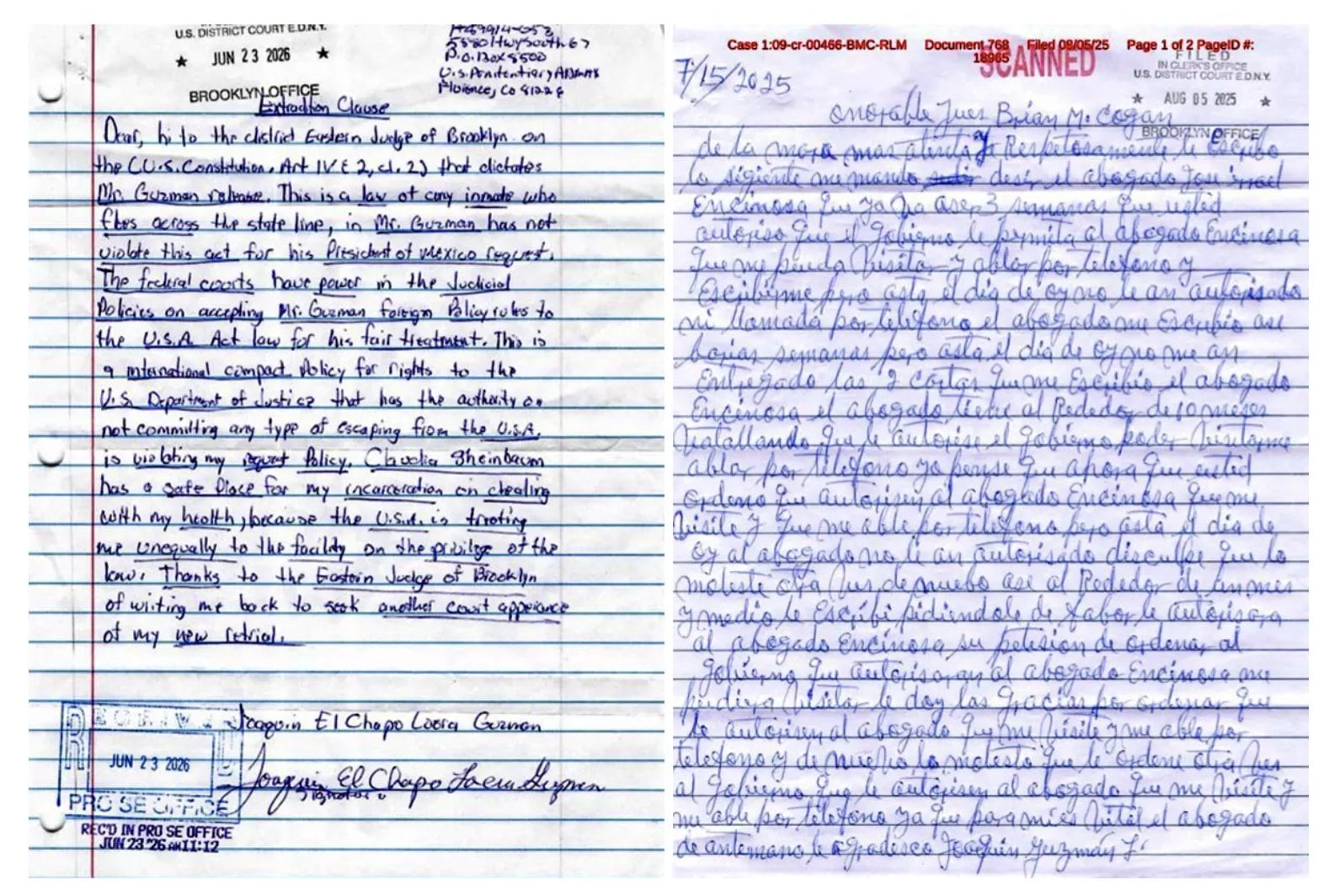 Cartas de El Chapo serían falsas