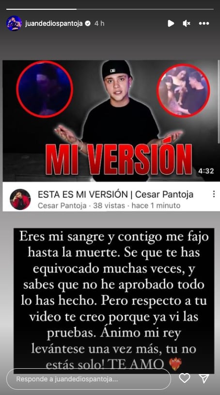 Juan de Dios Pantoja salió para defender a su hermano infiel