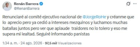 Renan Barrera renuncia al CEN del PAN