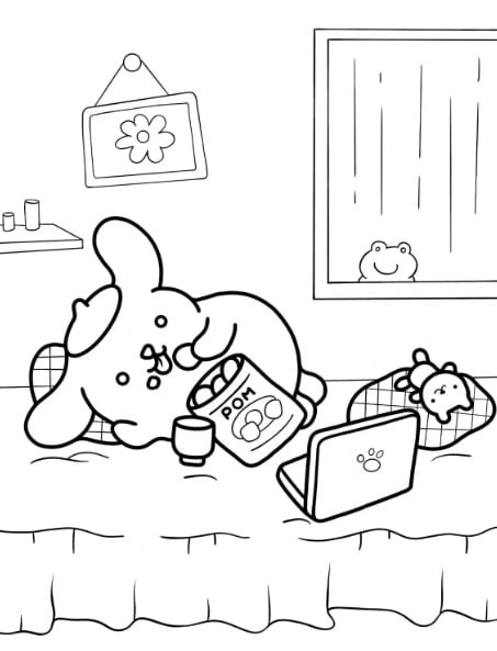 16 dibujos de Pompompurin personaje de sanrio y amigo de Hello Kitty