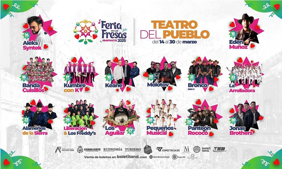 Feria de las Fresas 2025: Cartel completo y conciertos por día del evento en Irapuato