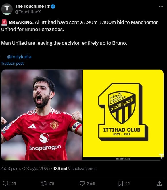 Bruno Fernandes podría dejar al Manchester United para ir al futbol árabe