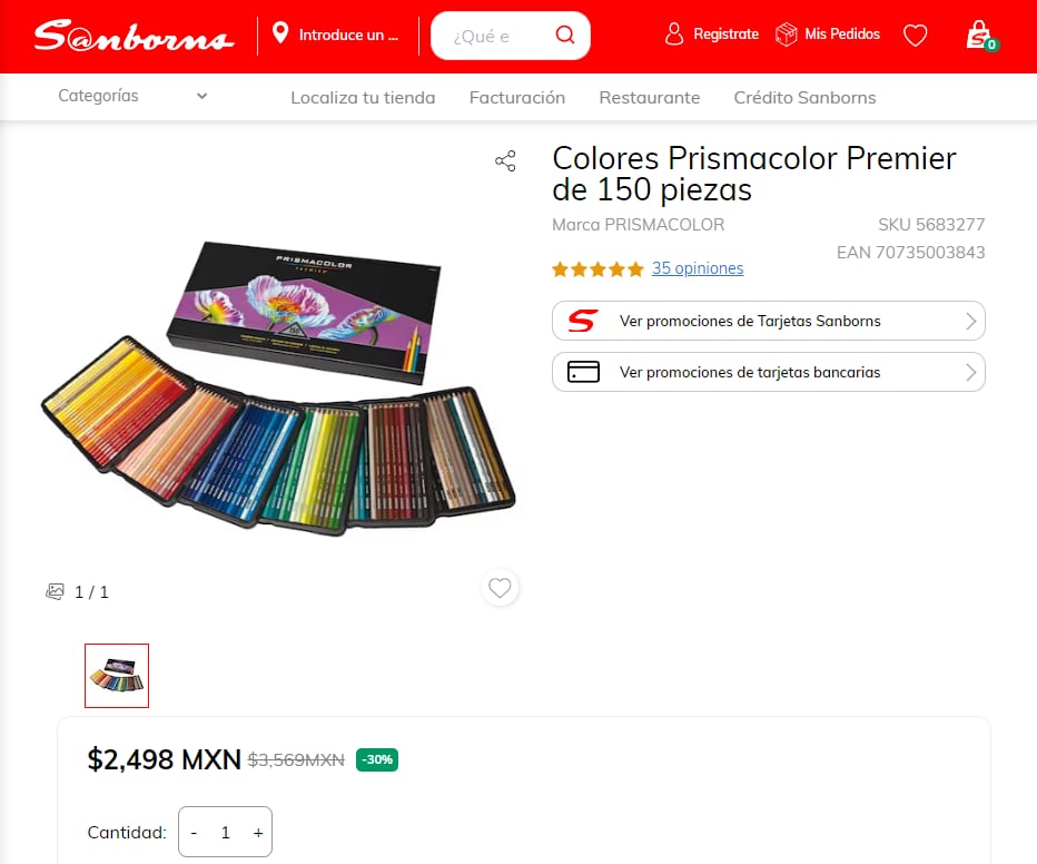 Colores Prismacolor Premier en Sanborns