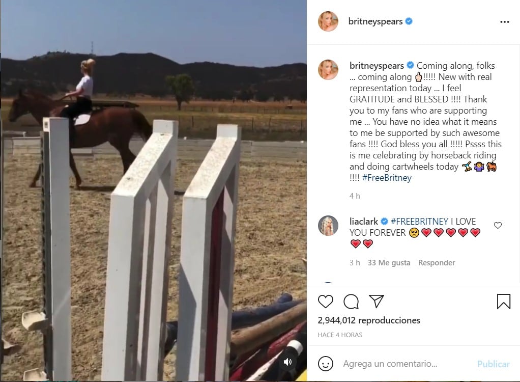 Publicación de Britney Spears en Instagram