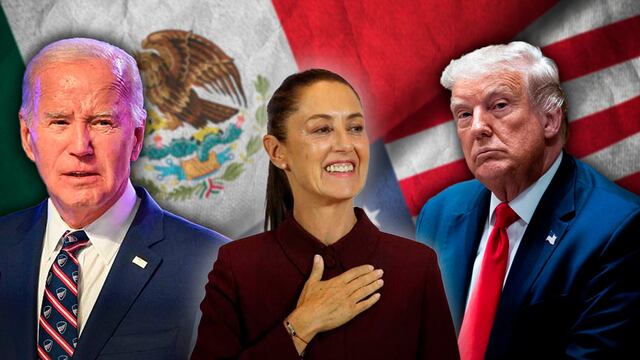 Claudia Sheinbaum, Joe Biden y Donald Trump, candidatos a las elecciones en México y Estados Unidos, respectivamente