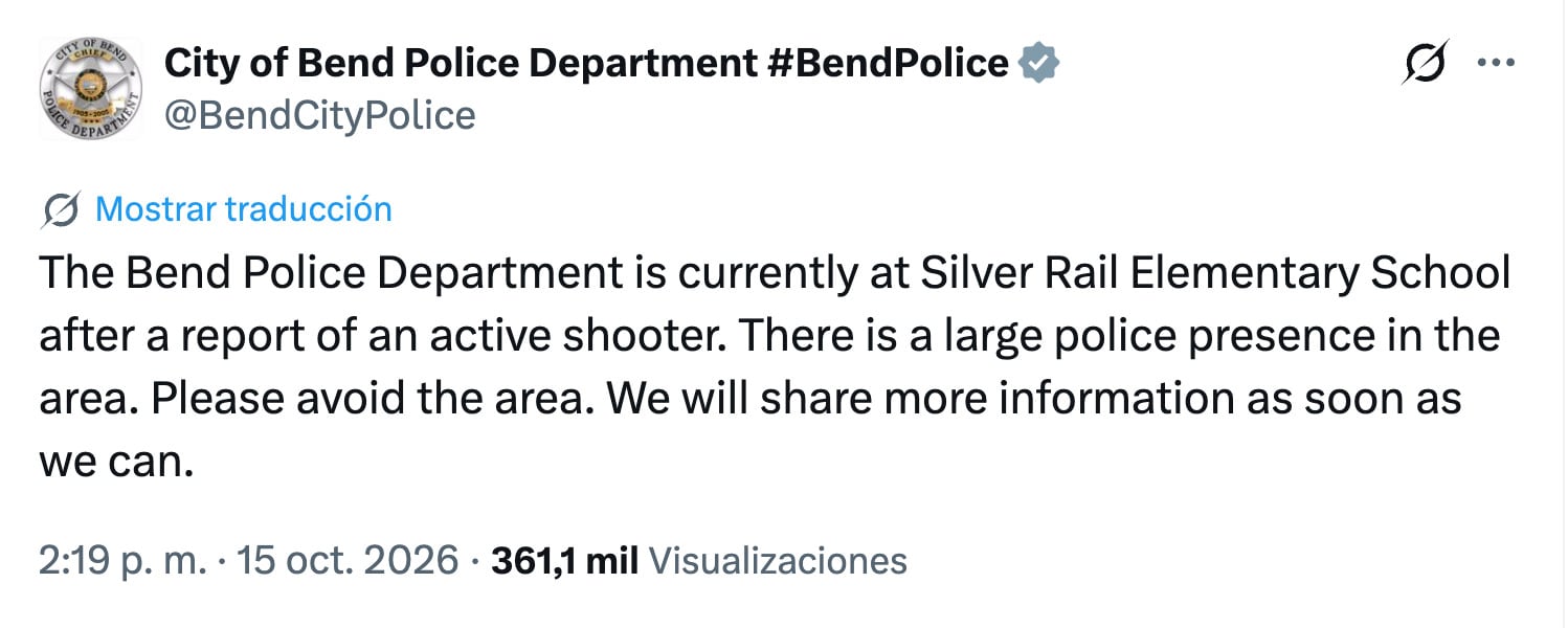 Tiroteo en escuela primaria de Bend deja estudiantes heridos y al sospechoso muerto