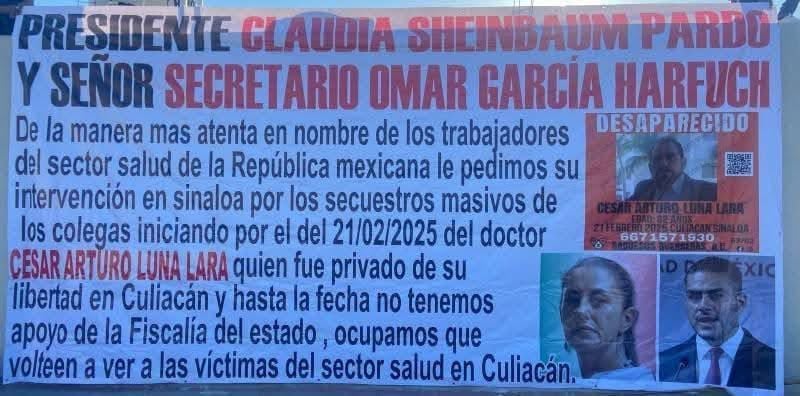 Trabajadores de la salud denuncian gran problema en Culiacán .