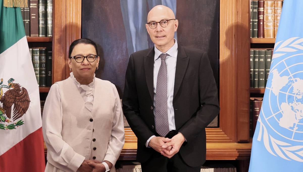 Rosa Icela Rodríguez en reunión con Volker Türk