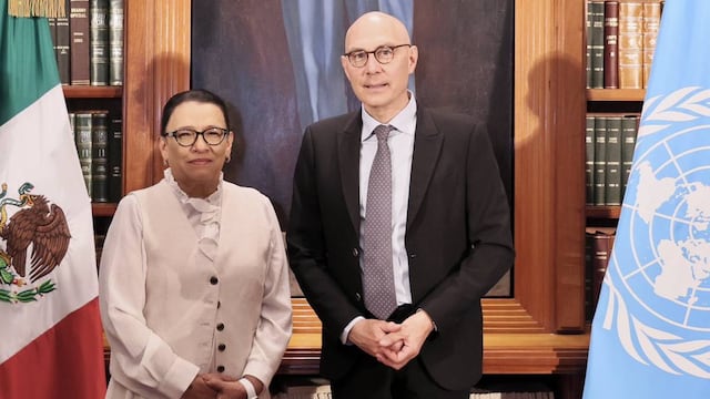 Rosa Icela Rodríguez en reunión con Volker Türk