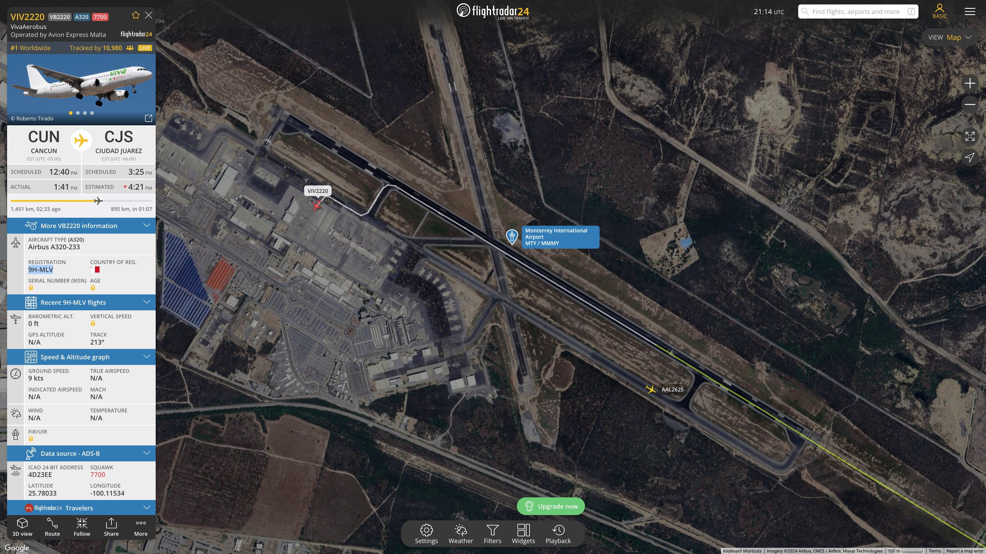 Vuelo 2220 de Viva Aerobús en emergencia