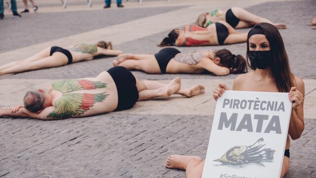 Protesta en contra de fuegos artificiales