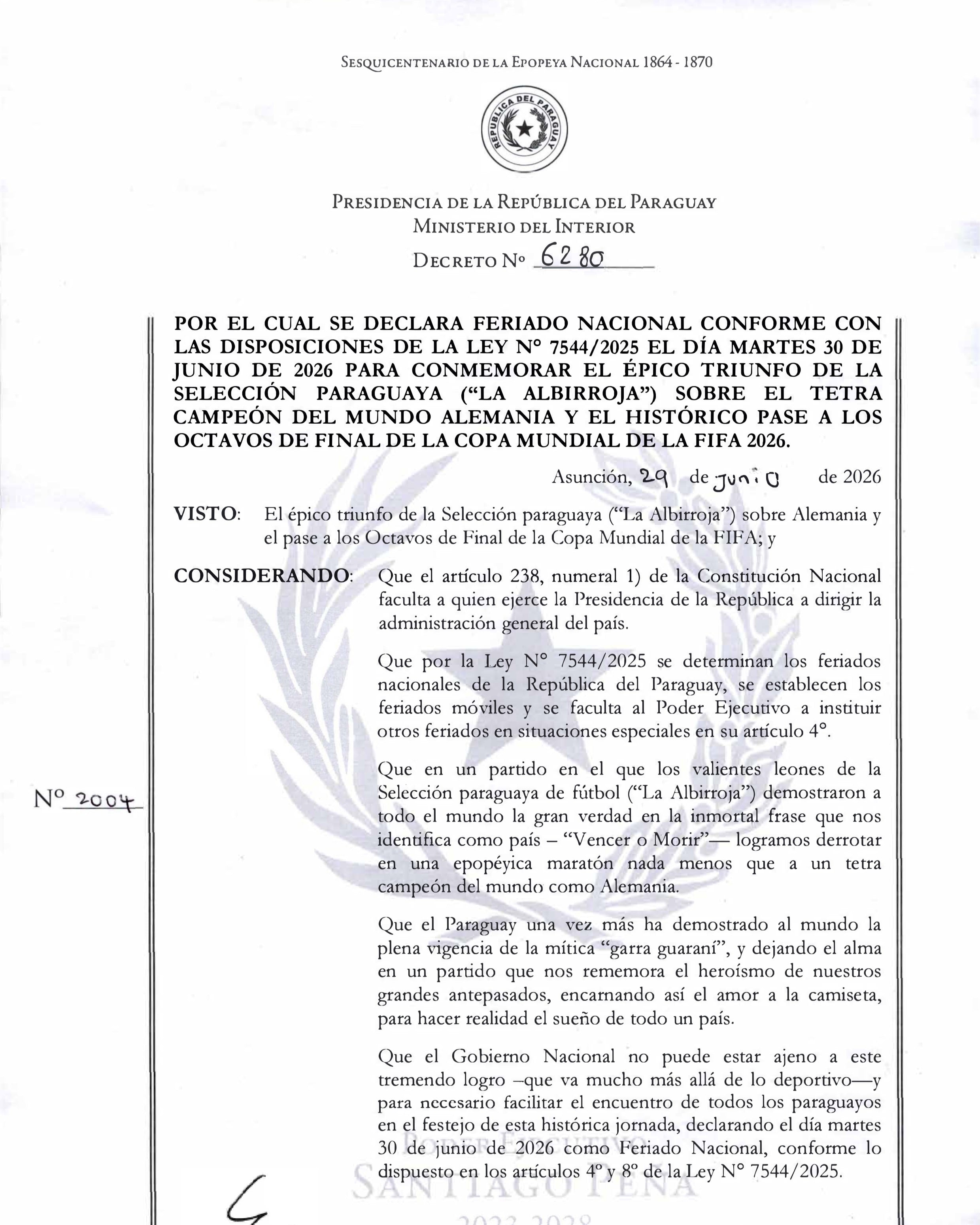 Comunicado día feriado en Paraguay