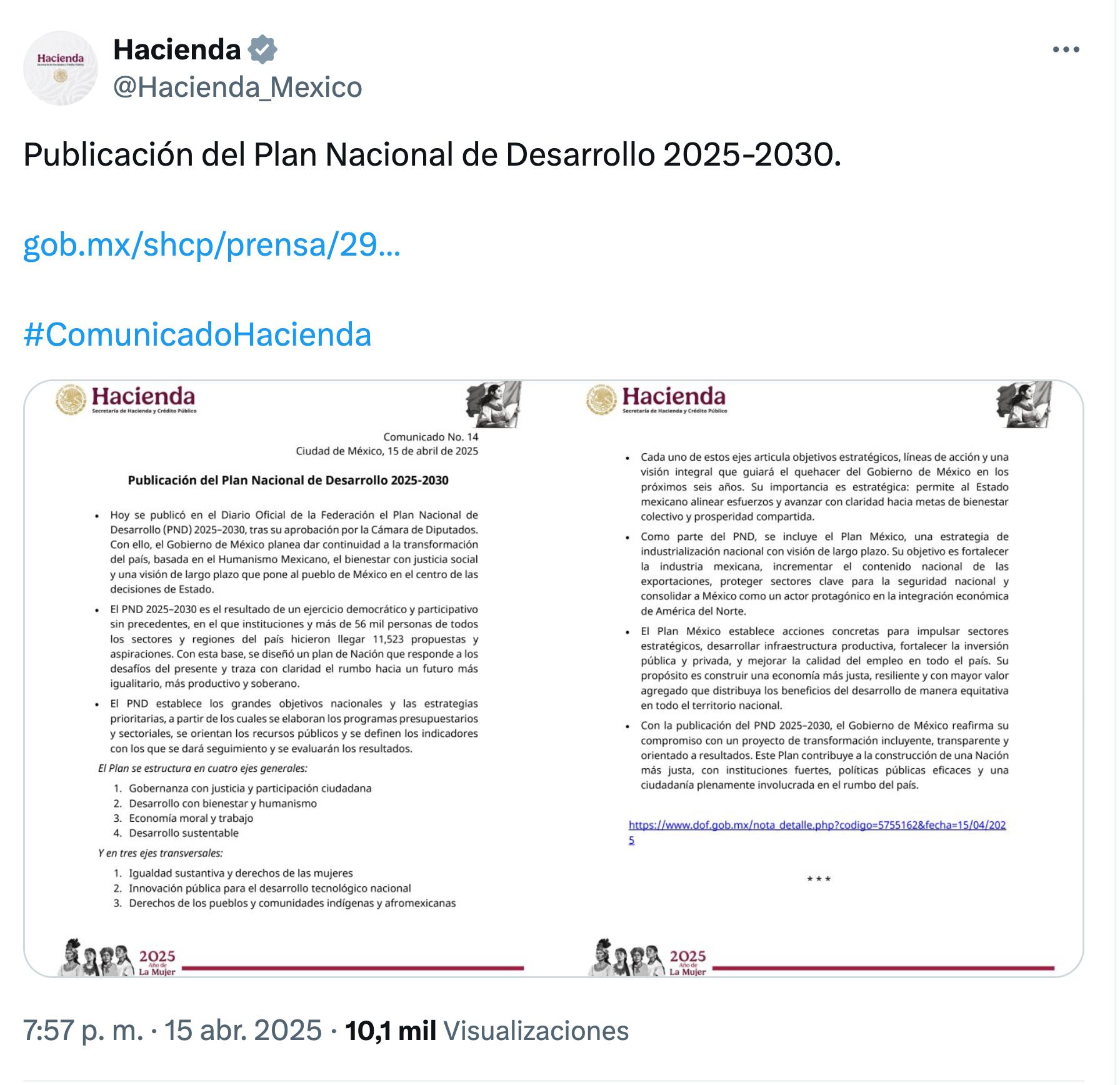 Plan Nacional de Desarrollo es publicado en el DOF