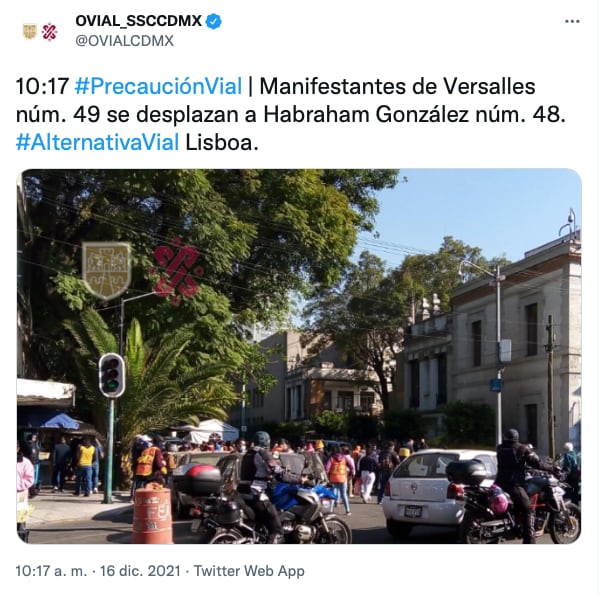 Tuit de OVIAL sobre paso de migrantes