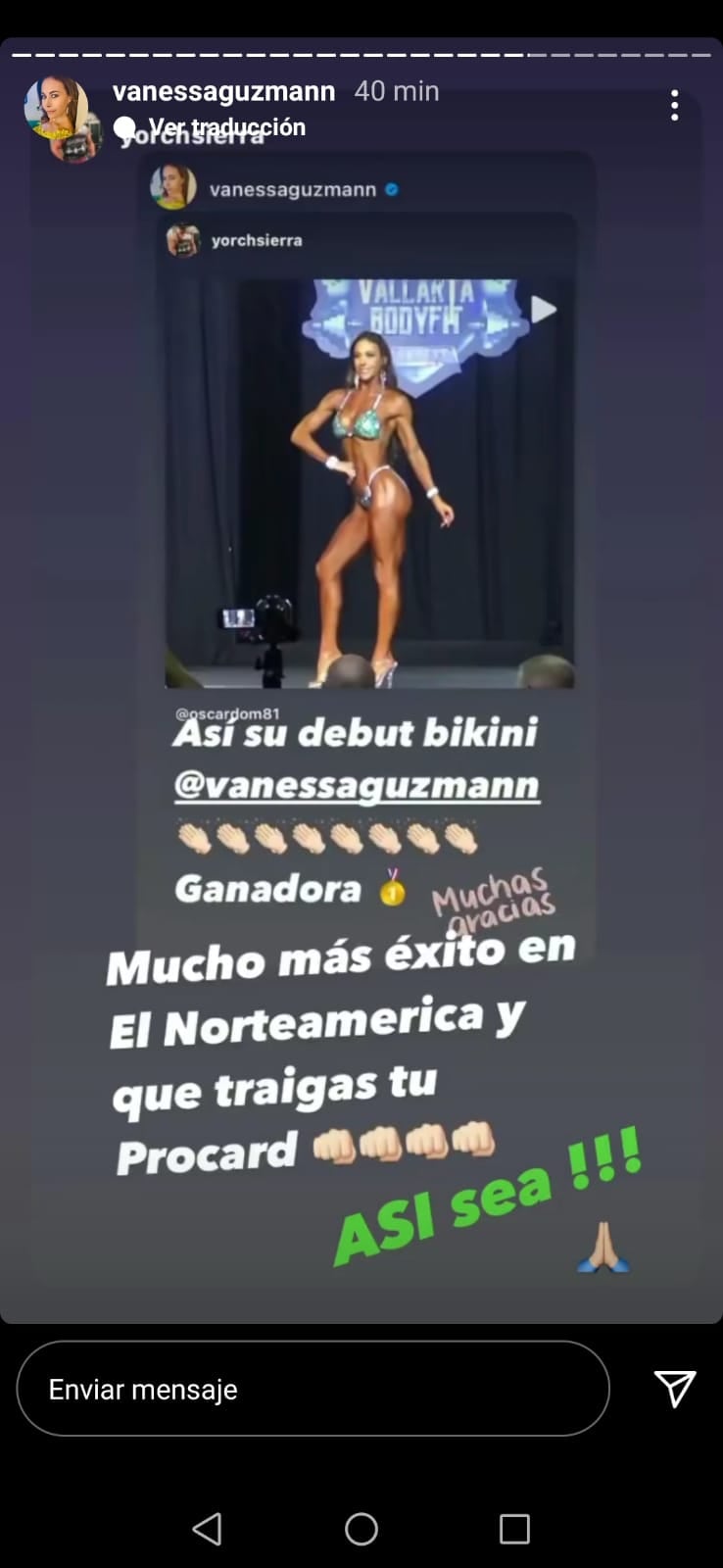 Historia de Instagram de Vanessa Guzmán