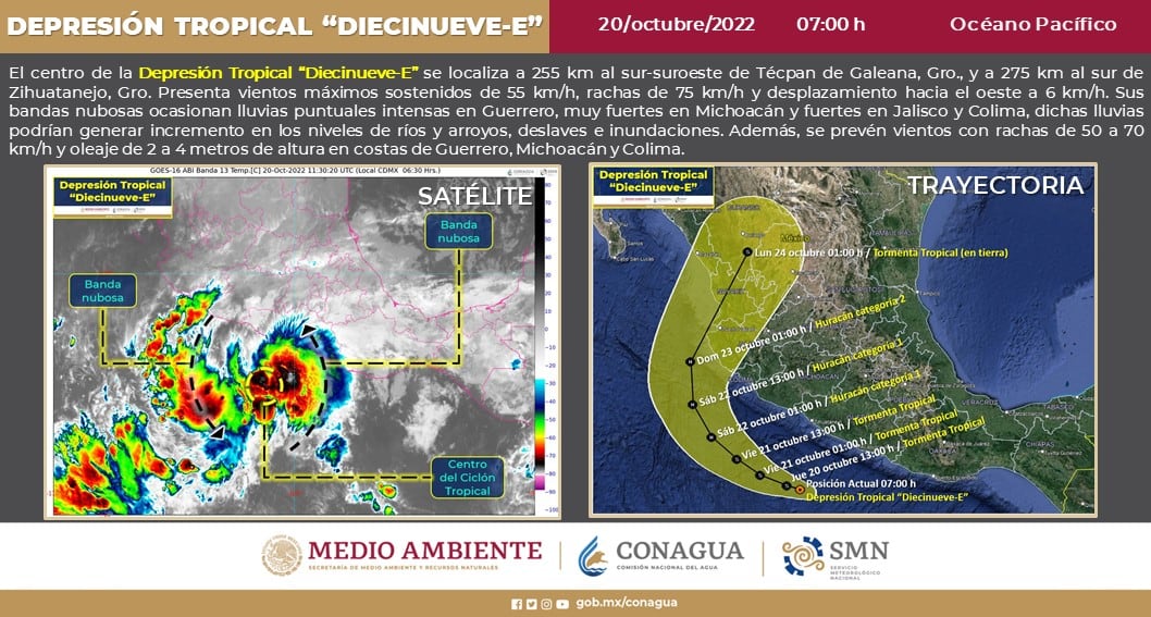 Trayectoria de la tormenta tropical Roslyn en vivo en México