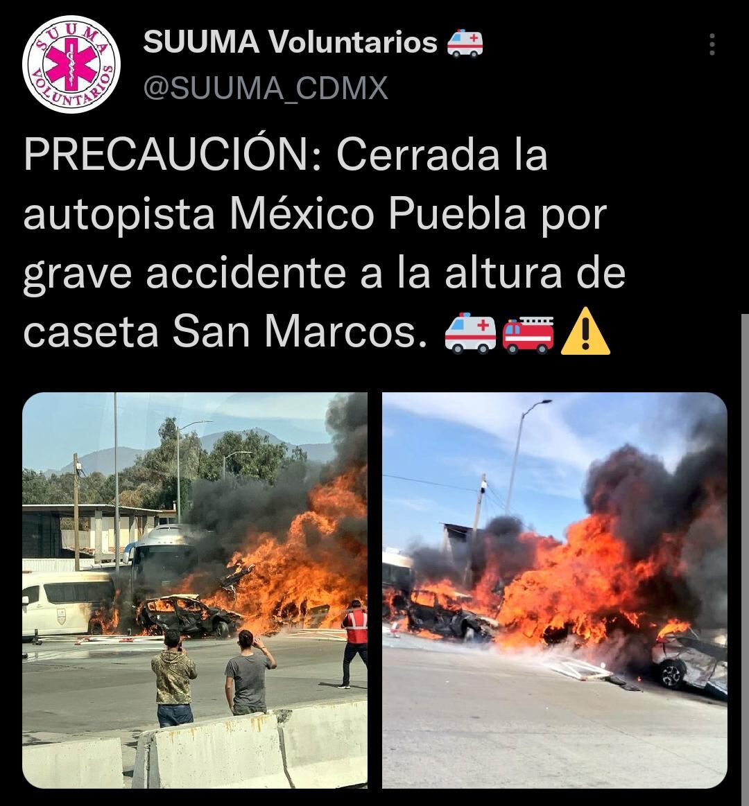 Choque en autopista México-Puebla