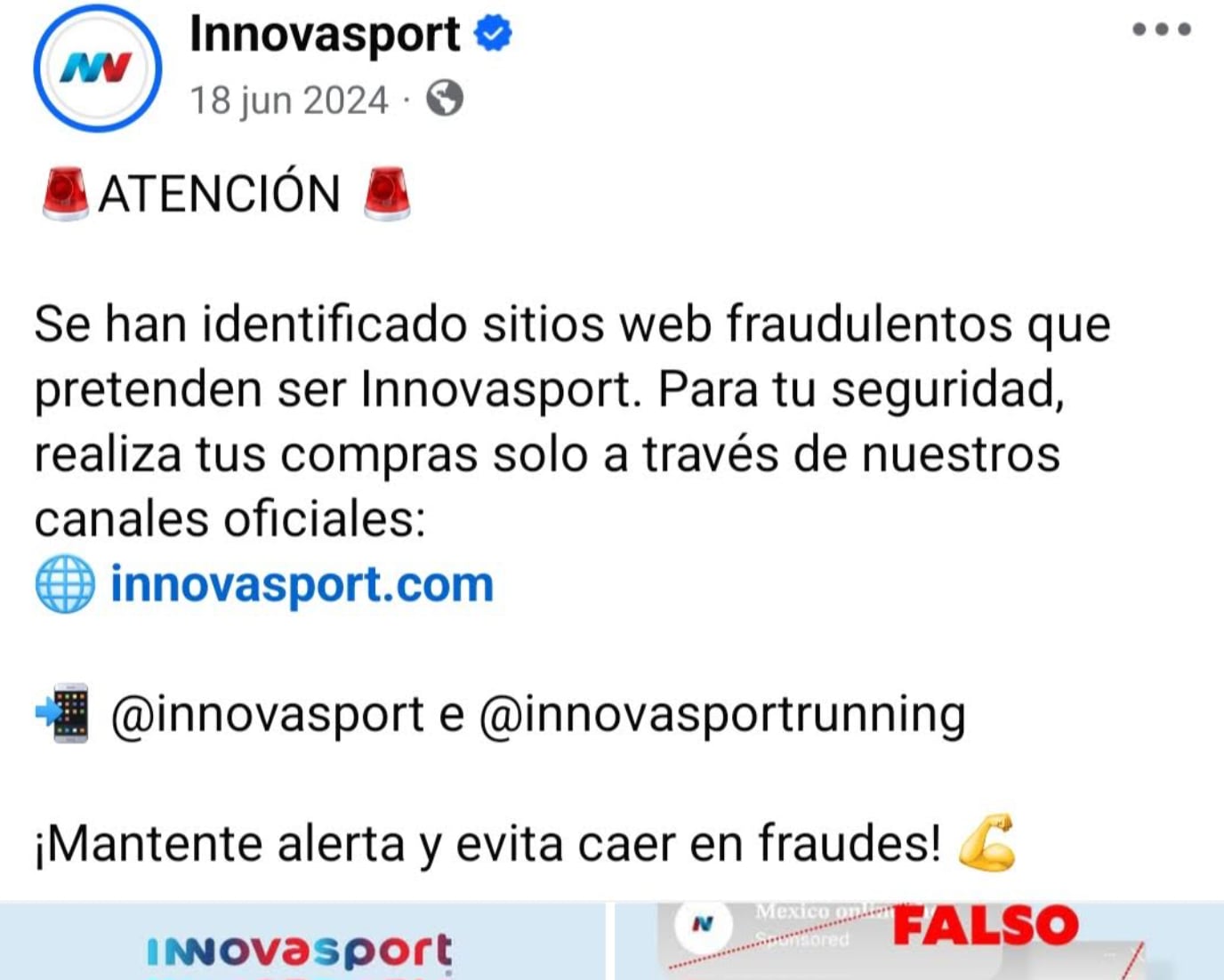 Advertencia sobre Innovasport