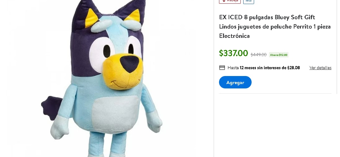 Juguete de Bluey de venta en Walmart.
