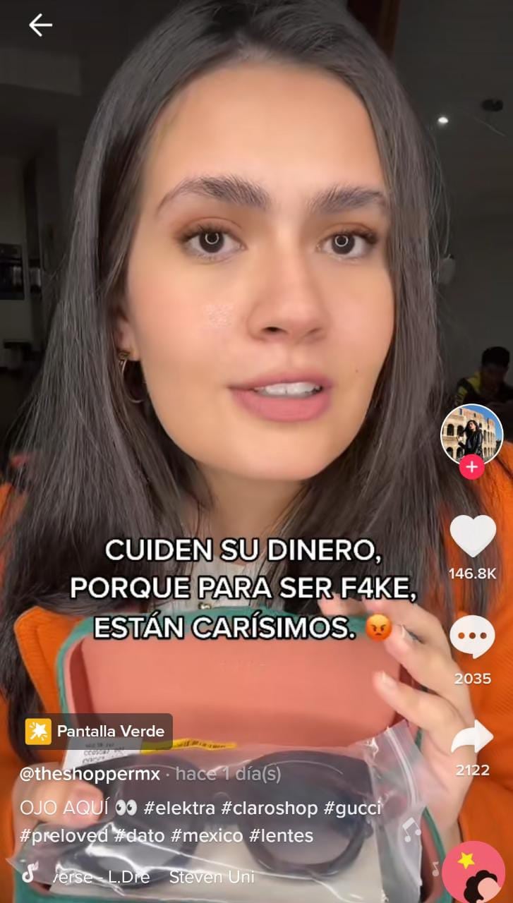 Elektra vende lentes Gucci en 2 mil pesos; tiktoker dice que son falsos