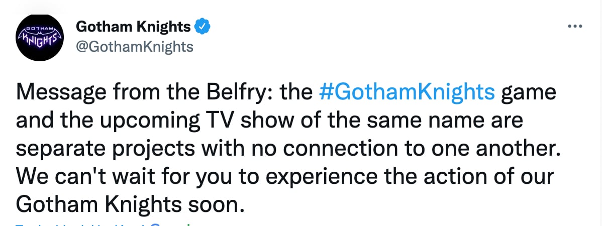 Twitter Gotham Knights