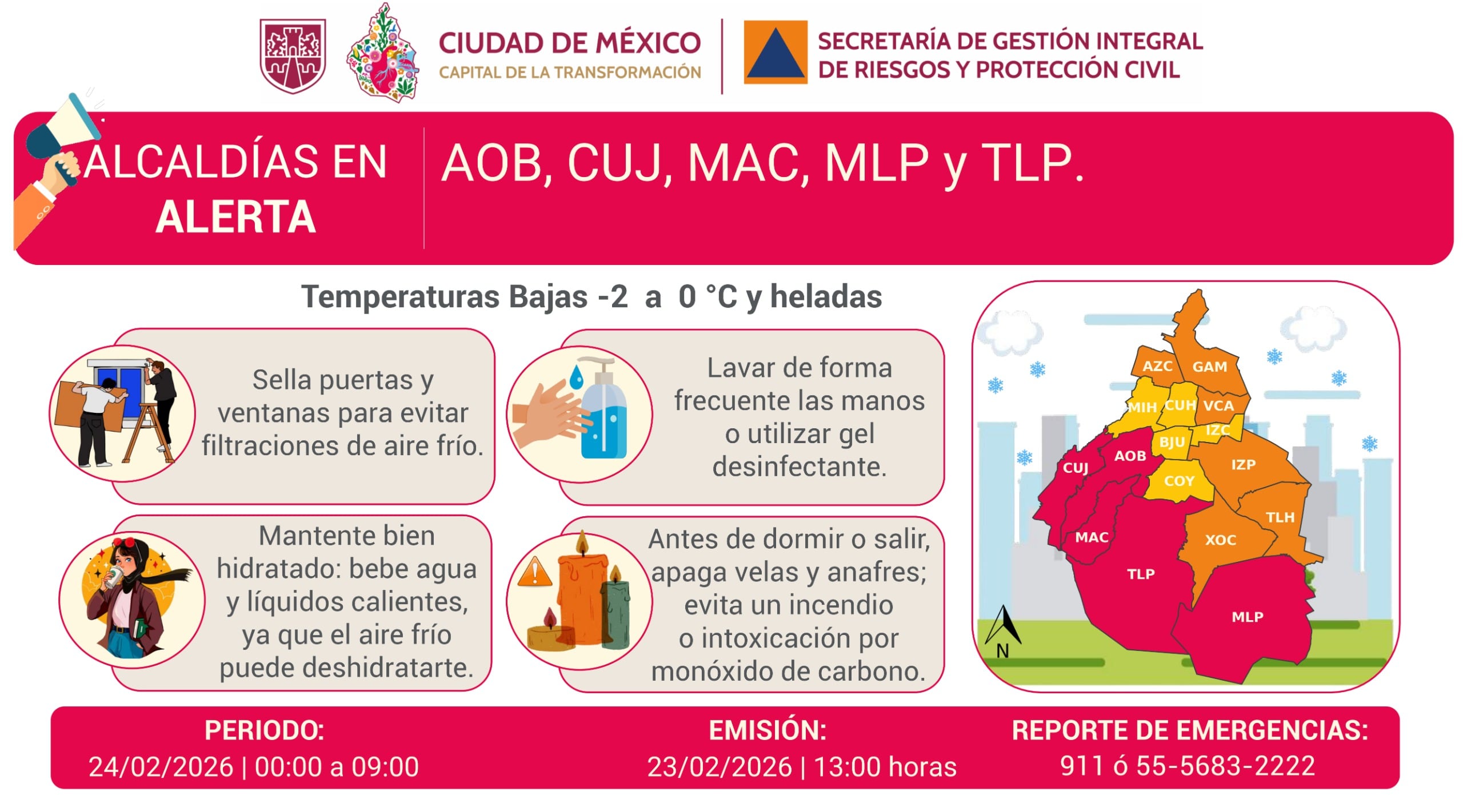 Alcaldías de CDMX con alerta roja por frío