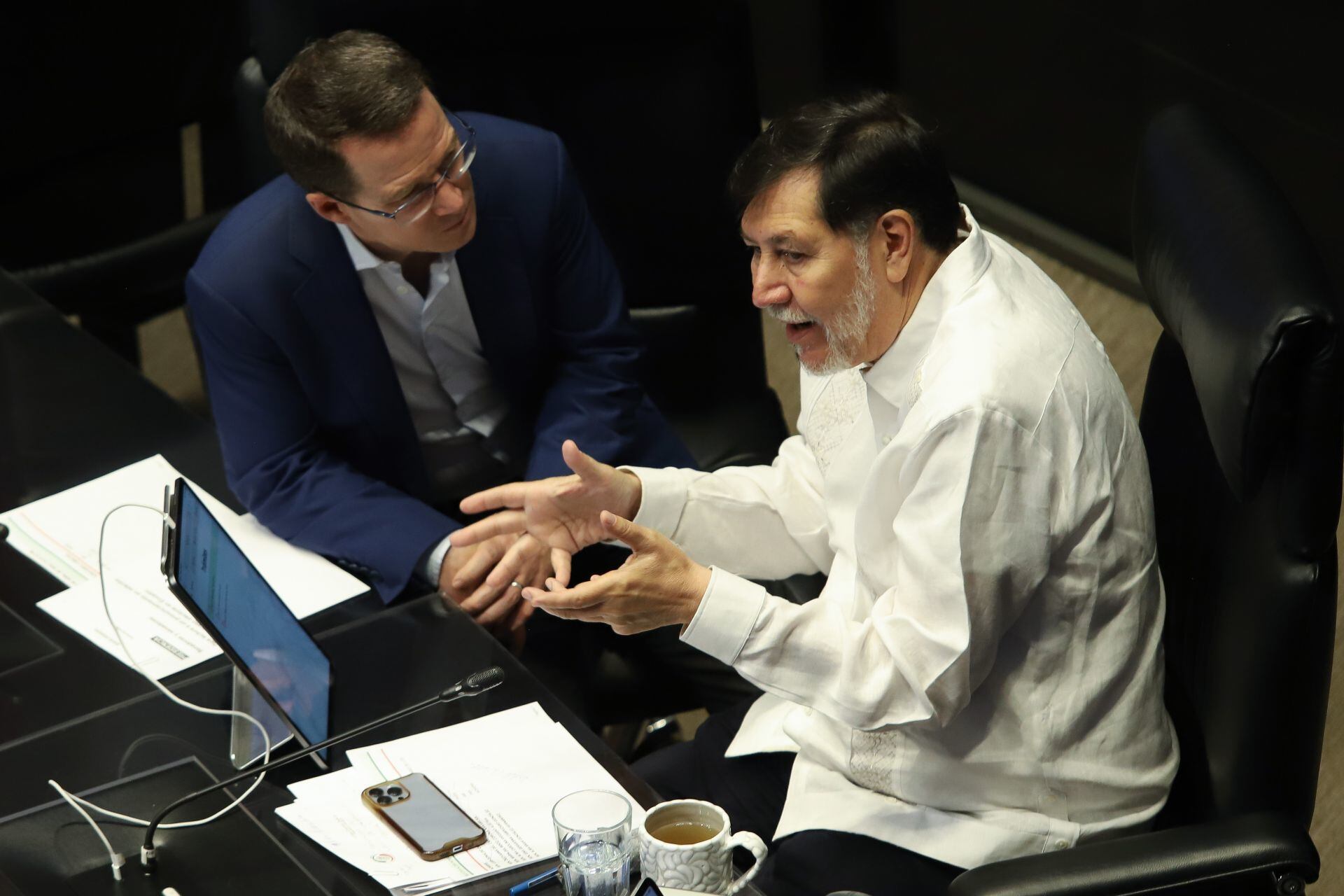 Ricardo Anaya, senador del PAN, y Gerardo Fernández Noroña, presidente del Senado