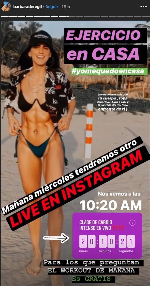 Bárbara de Regil comparte ejercicios para realizar en casa
