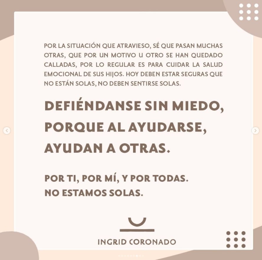 Ingrid Coronado pide a las mujeres que se defiendan