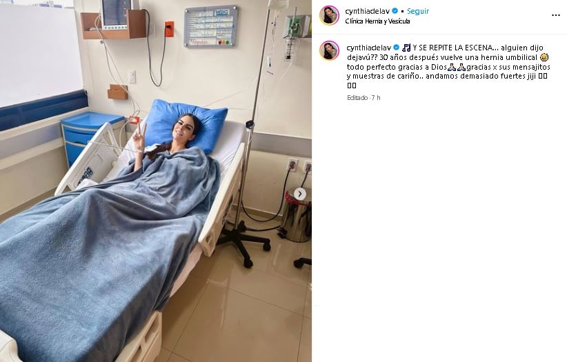 Cynthia de la Vega es operada de hernia umbilical.