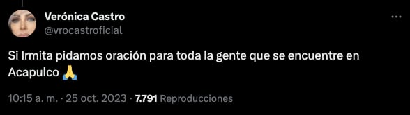 Verónica Castro reaparece tras el huracán Otis