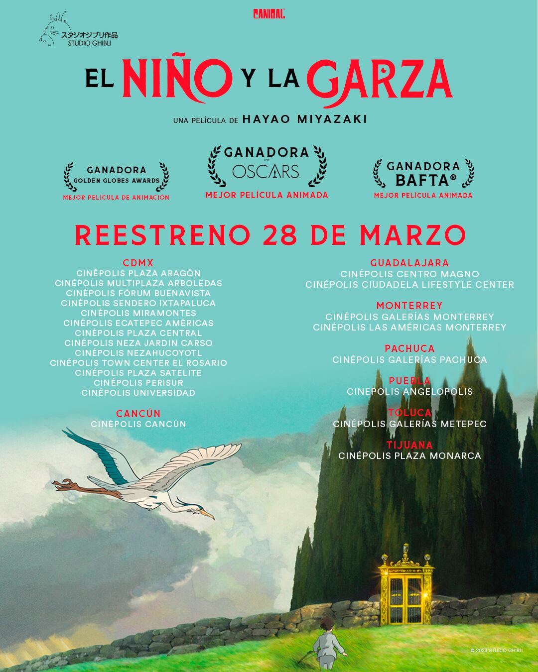 Salas de Cinépolis que reestrenan El Niño y la Garza