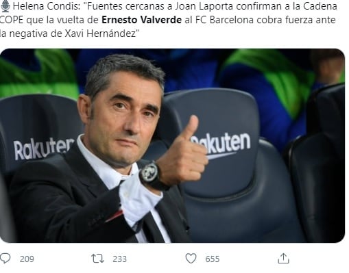Ernesto Valverde suena para el Barcelona