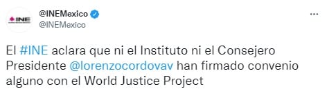 INE niega convenio con WJP