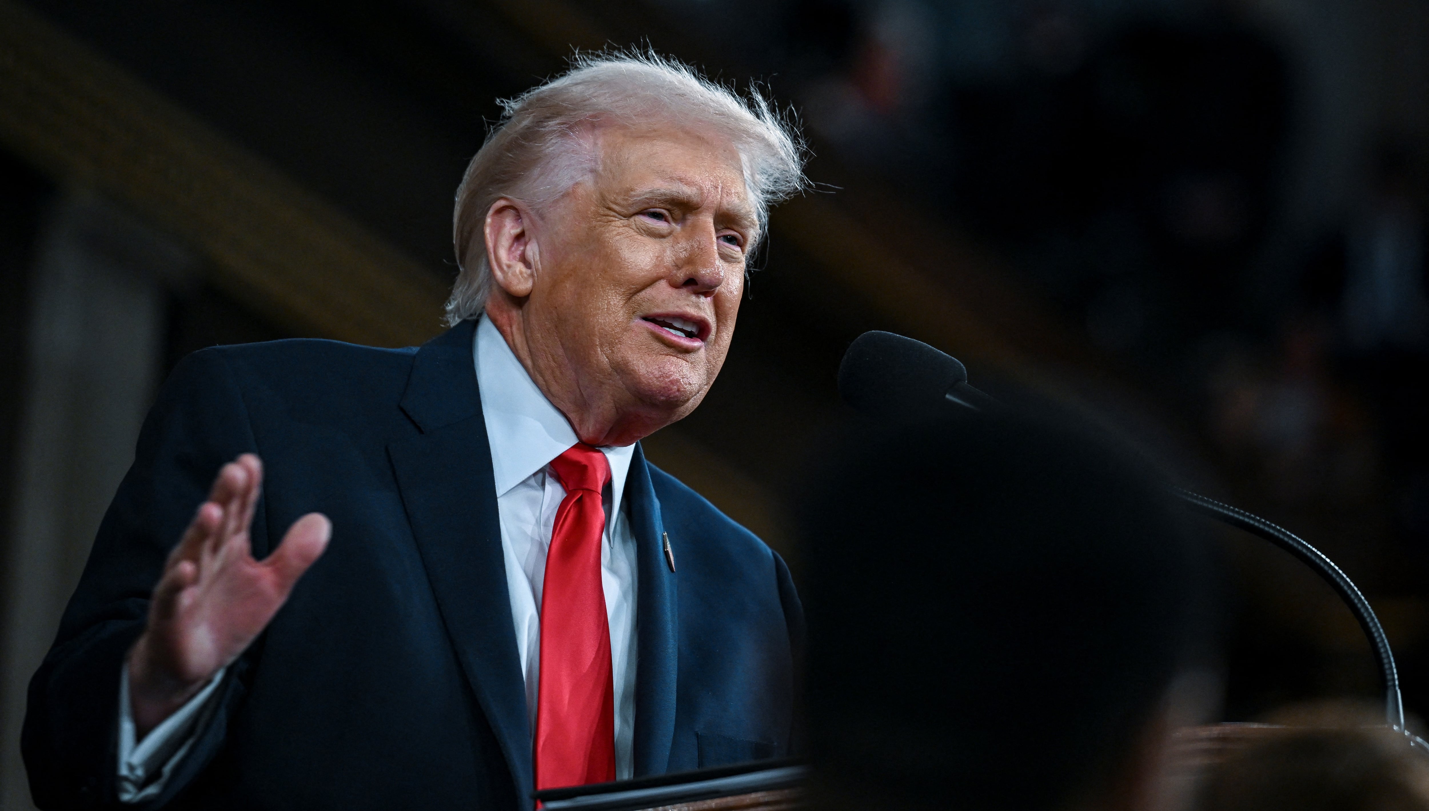 Donald Trump dando su discurso de Estado en el Congreso de Estados Unidos