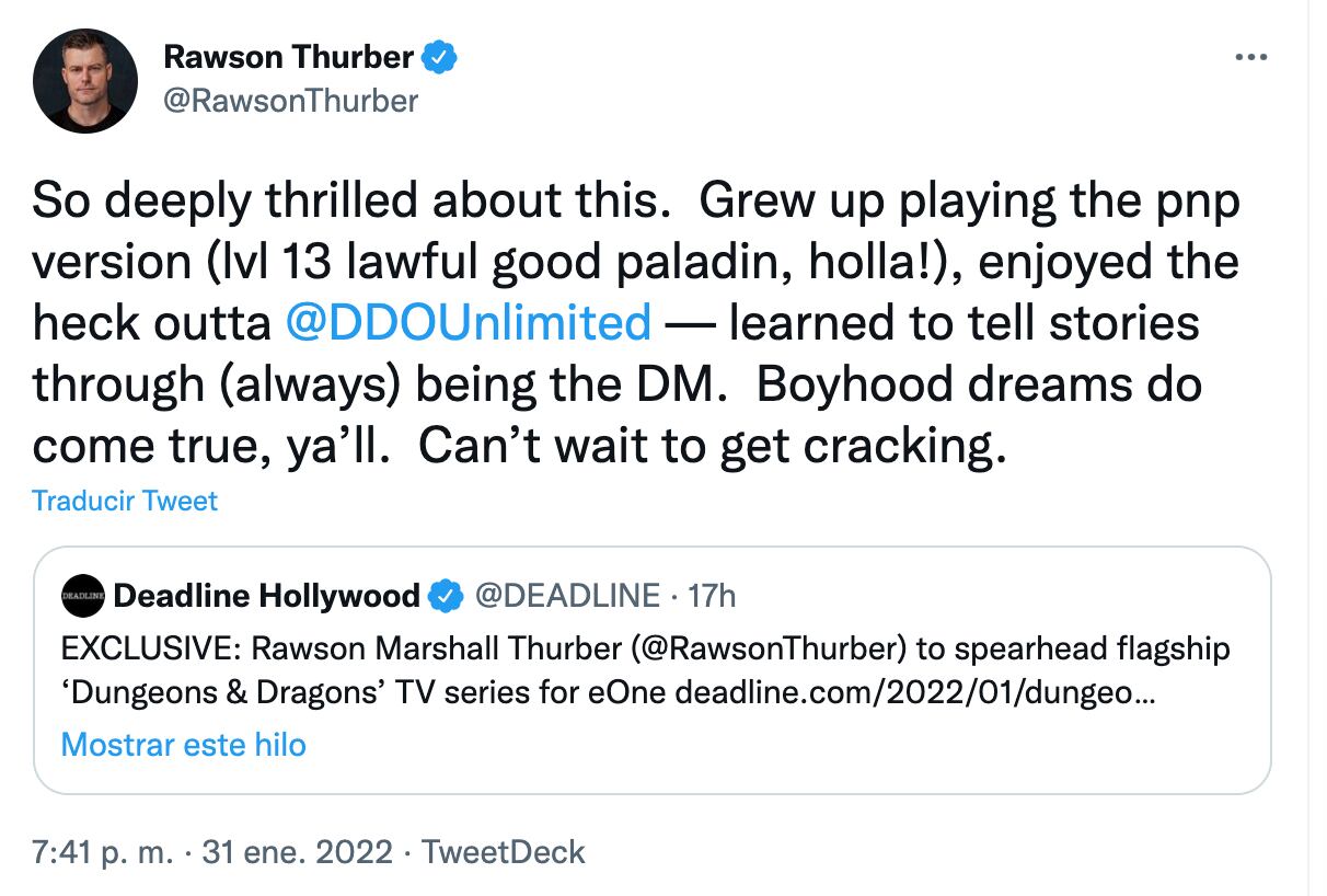 Rawson Thurber dirigirá serie de 'Dungeons & Dragons'