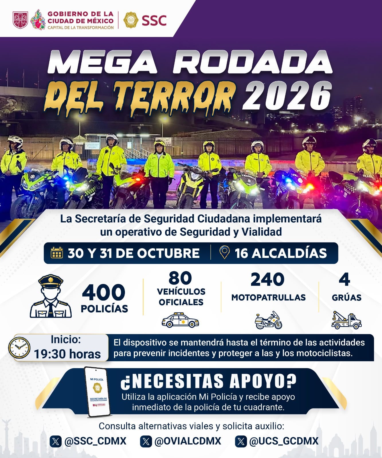 Mega Rodada del Terror 2026 en CDMX: fechas, horarios y operativo de seguridad