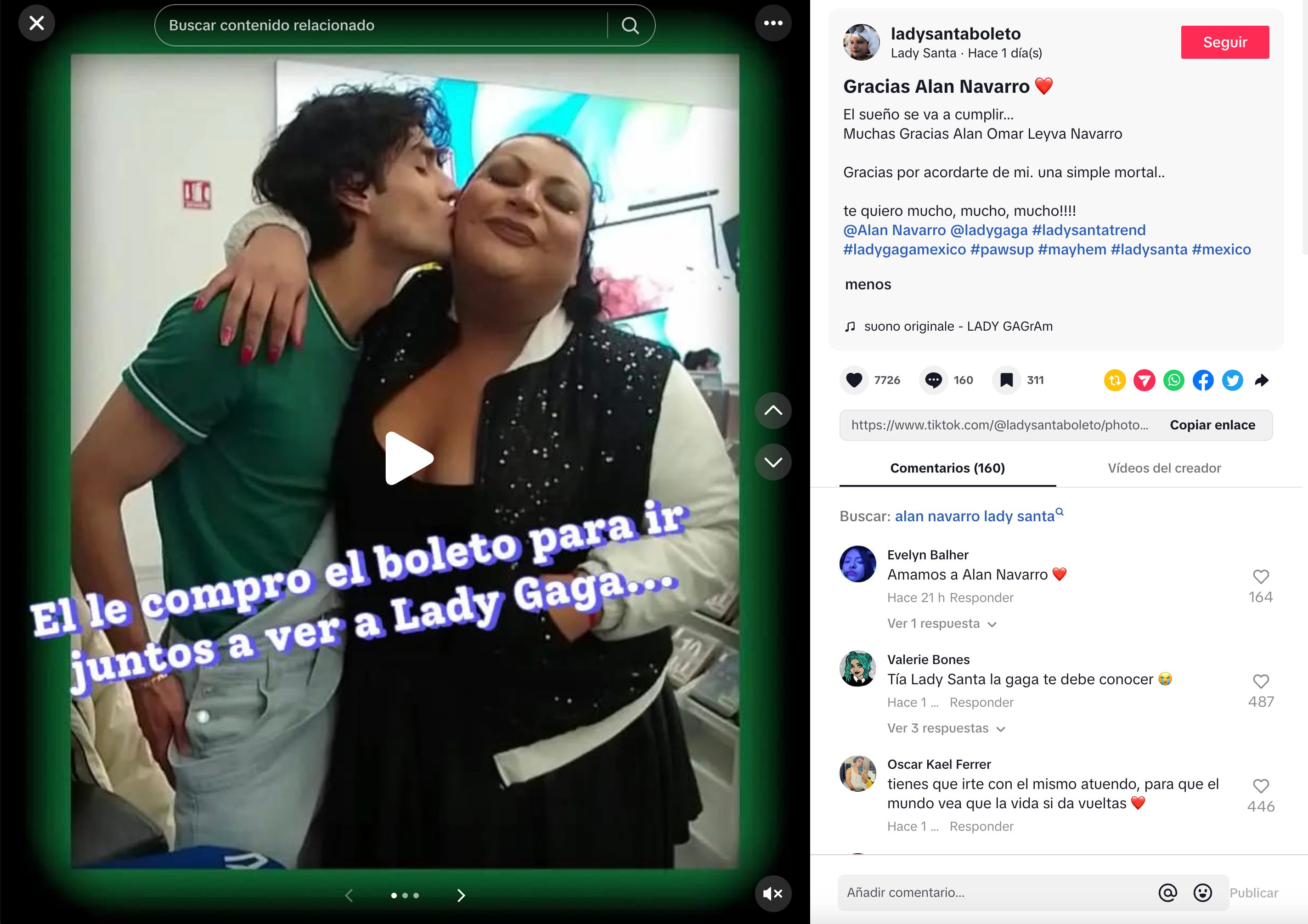 Alan Navarro de CD9 le regala a Lady Santa un boleto para ver a Lady Gaga