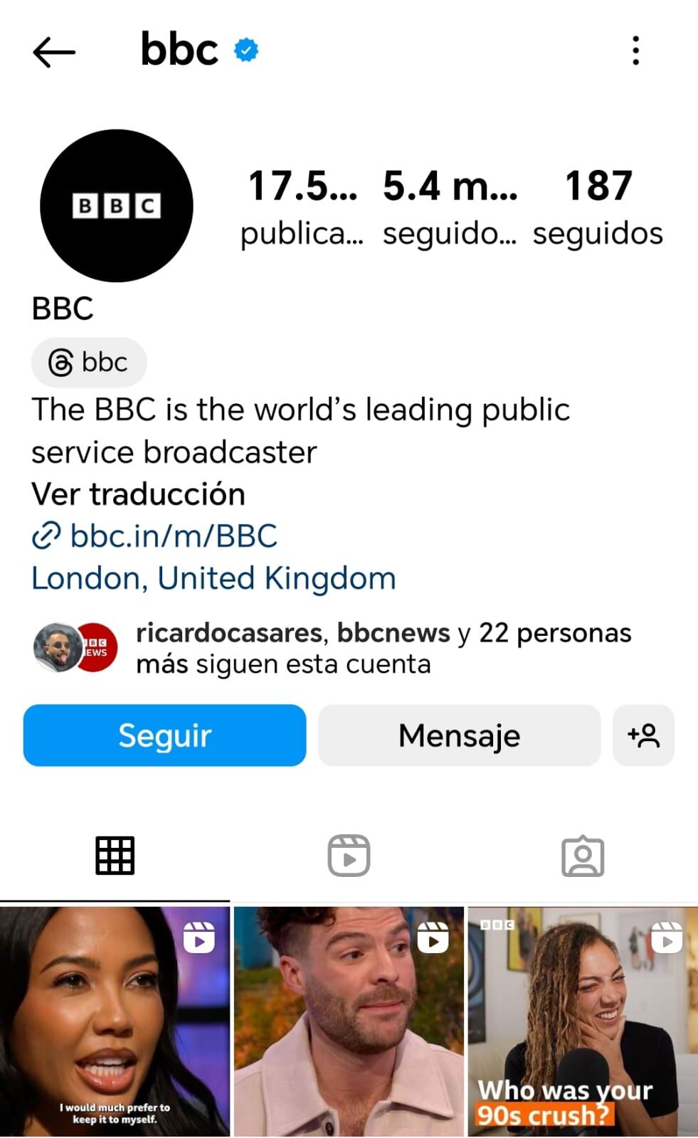 BBC, logos en redes sociales