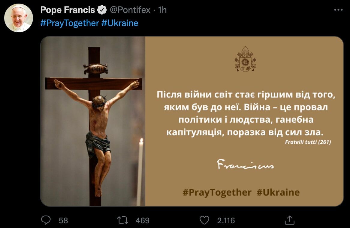 Tuit del papa Francisco