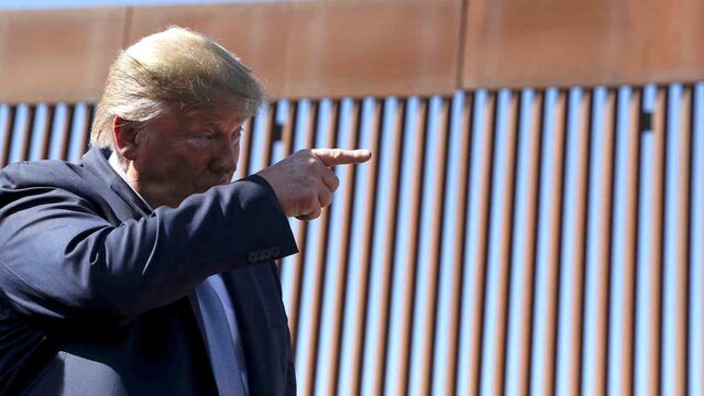 Donald Trump. 
President Donald Trump talks with reporters after touring a section of the southern border wall, Wednesday, Sept. 18, 2019, in Otay Mesa, Calif. (AP Photo/Evan Vucci) 
President Donald Trump boards Air Force One at Marine Corps Air Station Miramar, Wednesday, Sept. 18, 2019, in Otay Mesa, Calif. (AP Photo/Evan Vucci) ***change city in caption field***