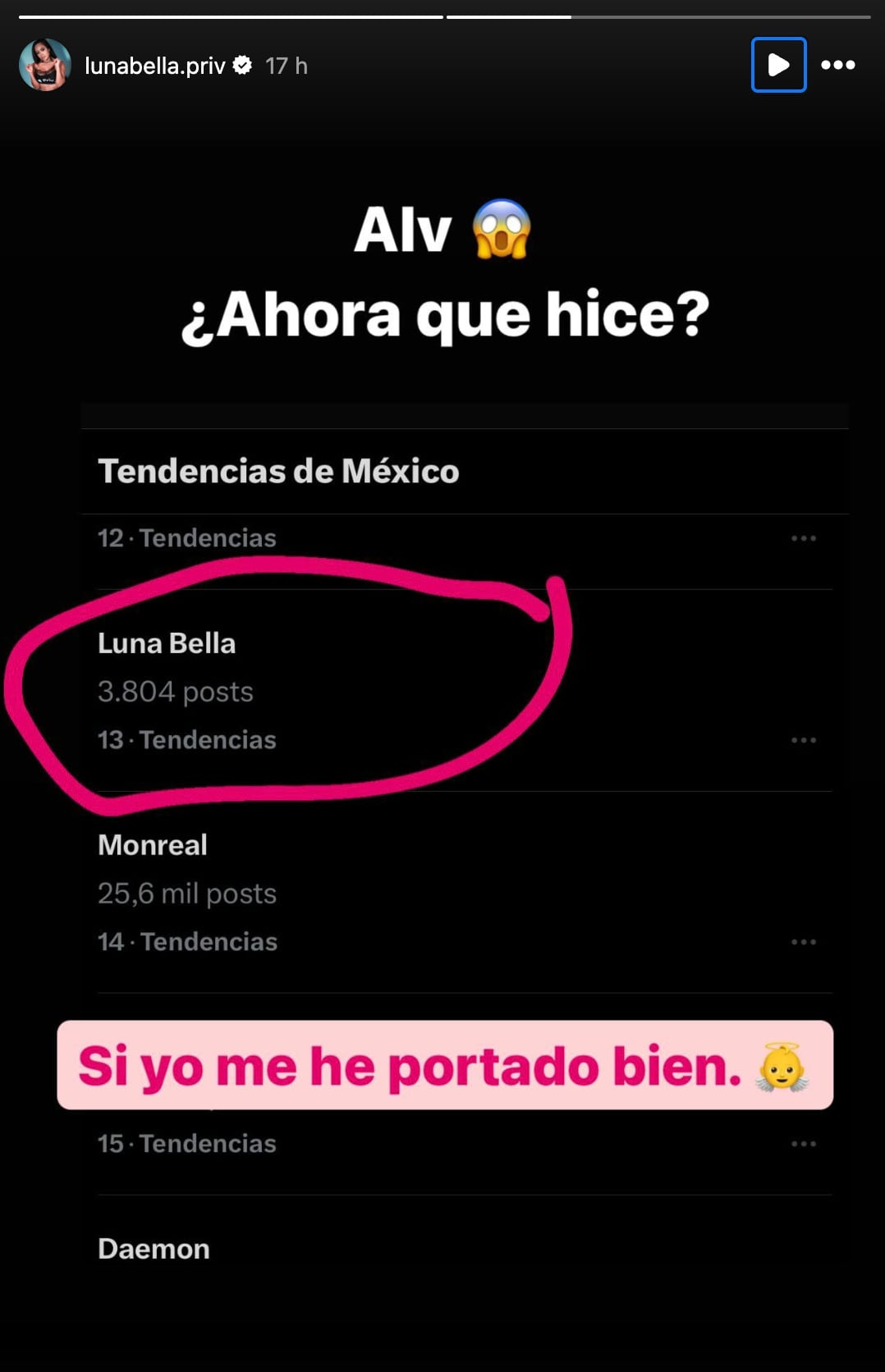 Luna Bella asegura que no sabe por qué es tendencia en redes sociales