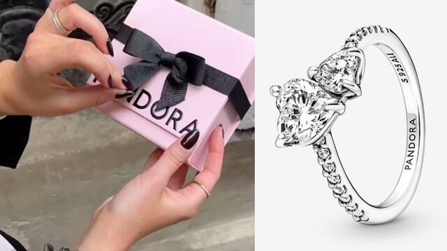Anillo Doble Corazón Brillante de Pandora