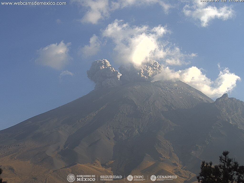 Emisión del volcán Popocatépetl de hoy 7 de marzo