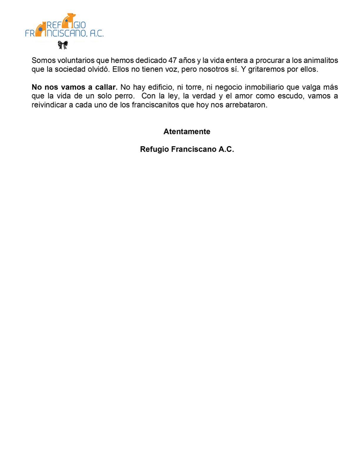 Refugio Franciscano acusa a Carmela Rivero y a la Fundación Haghenbeck